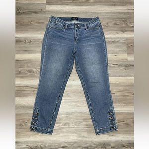 TALBOTS Flawless Five Pocket Petite Cropped Jeans Buttons Down the Ankle Size 8P